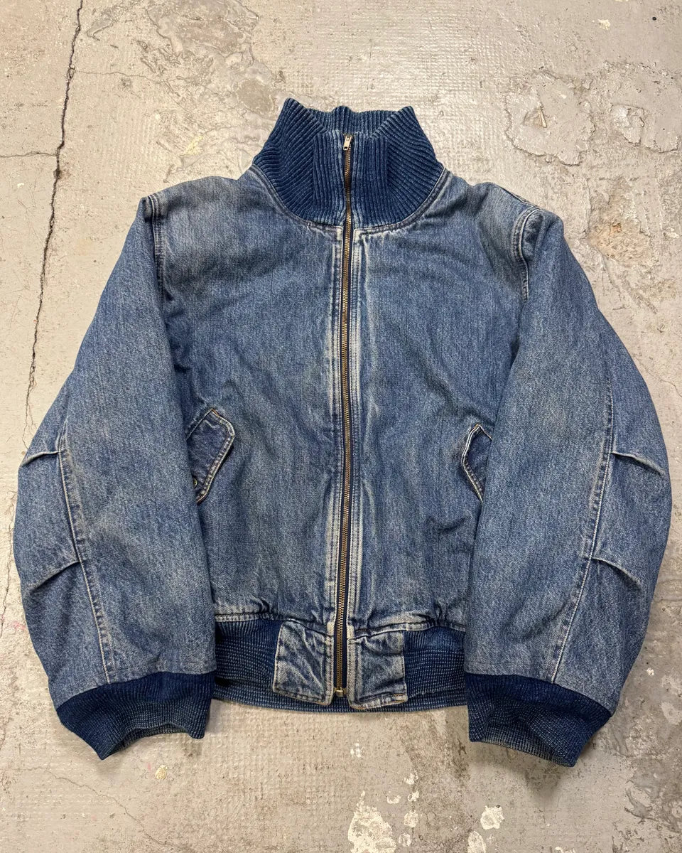 2000s Moschino Aero Cozy Peace Denim Bomber Jacket eYMedJl 0