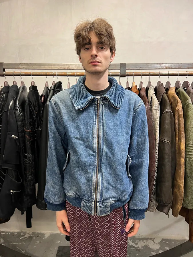 2000s Moschino Aero Cozy Peace Denim Bomber Jacket eYMedJl 2