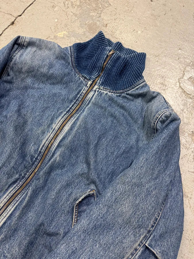 2000s Moschino Aero Cozy Peace Denim Bomber Jacket eYMedJl 3