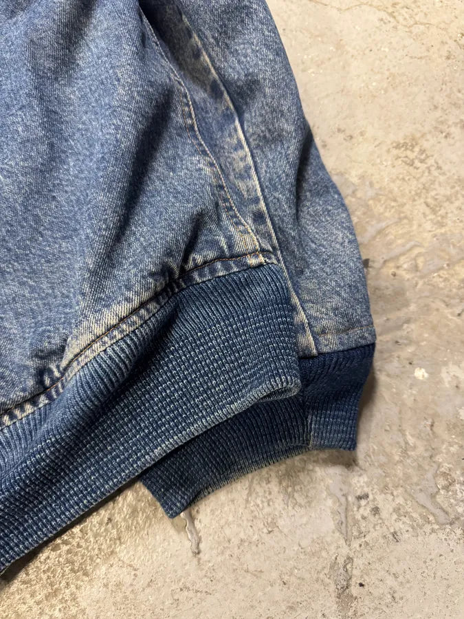 2000s Moschino Aero Cozy Peace Denim Bomber Jacket eYMedJl 8