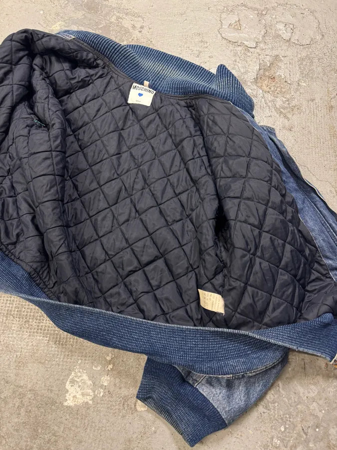 2000s Moschino Aero Cozy Peace Denim Bomber Jacket eYMedJl 9