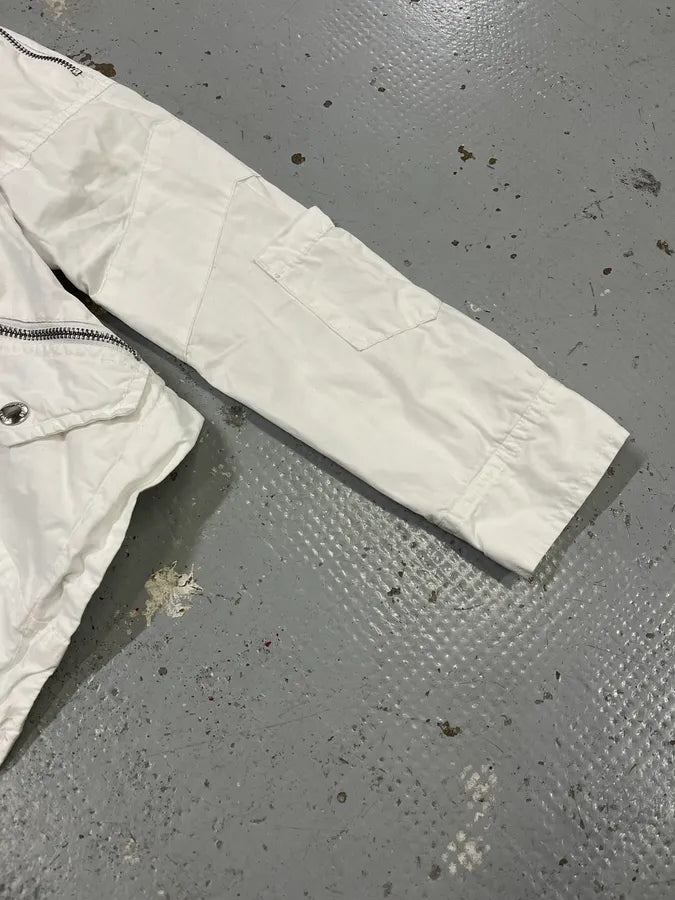 2000s Moschino Asymmetrical Zip Cargo White Jacket ZXAyvkm 5