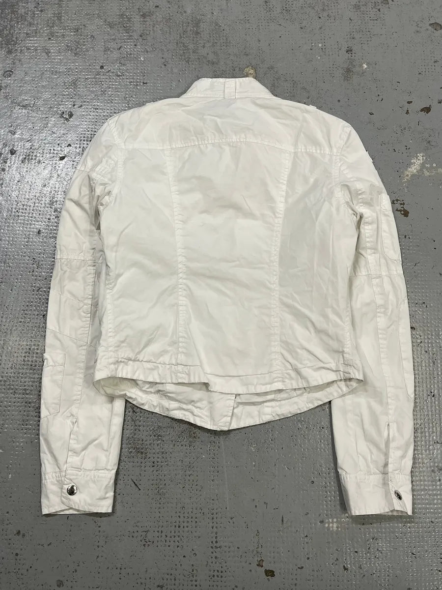 2000s Moschino Asymmetrical Zip Cargo White Jacket ZXAyvkm 6