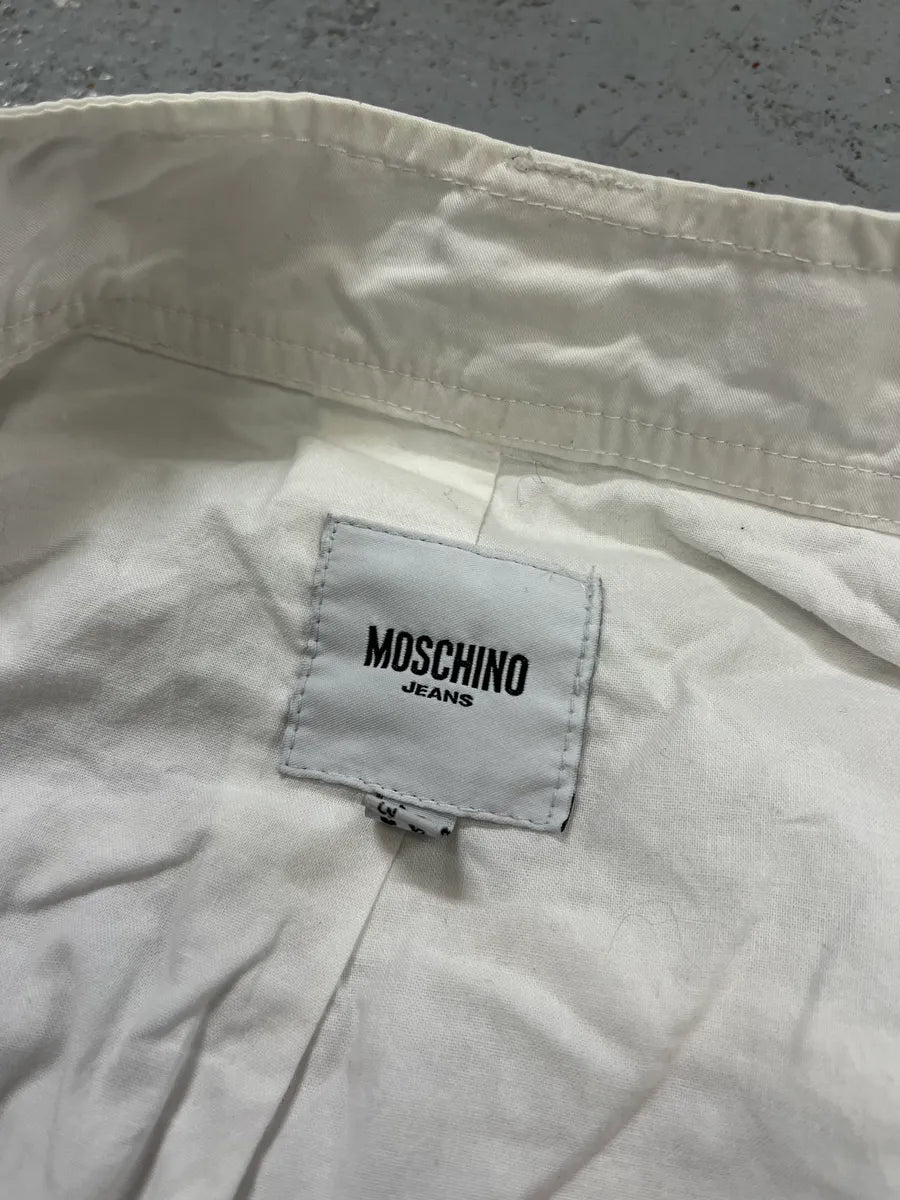 2000s Moschino Asymmetrical Zip Cargo White Jacket ZXAyvkm 8