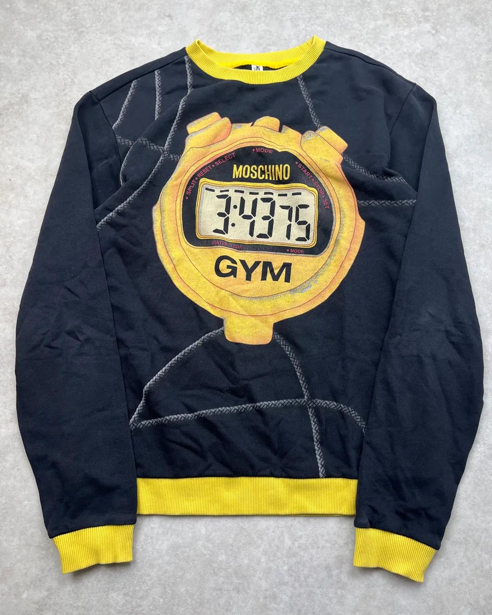 2000s Moschino Black & Yellow Timer Gym Sweater cHbkoIX 0