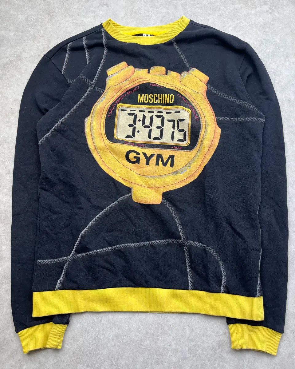 2000s Moschino Black & Yellow Timer Gym Sweater cHbkoIX 3