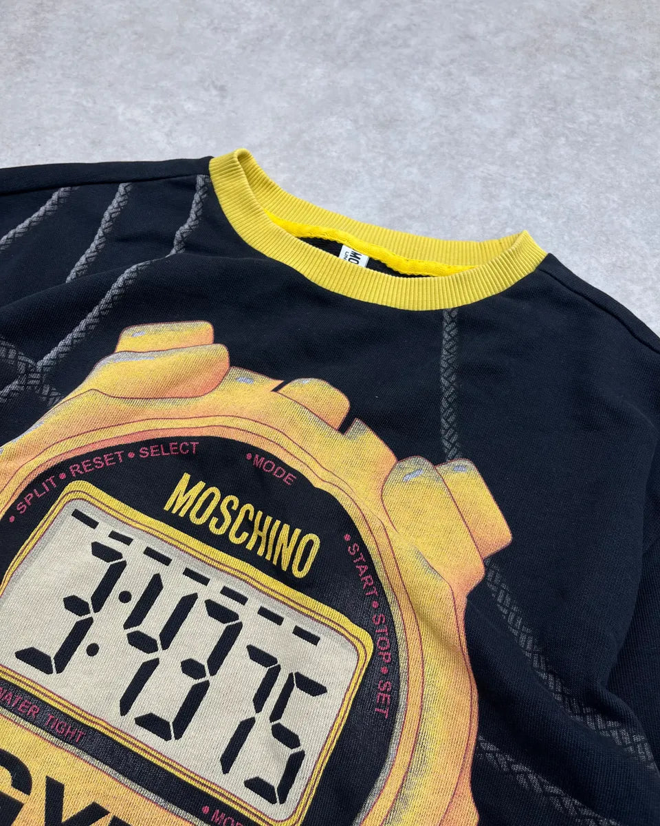 2000s Moschino Black & Yellow Timer Gym Sweater cHbkoIX 4
