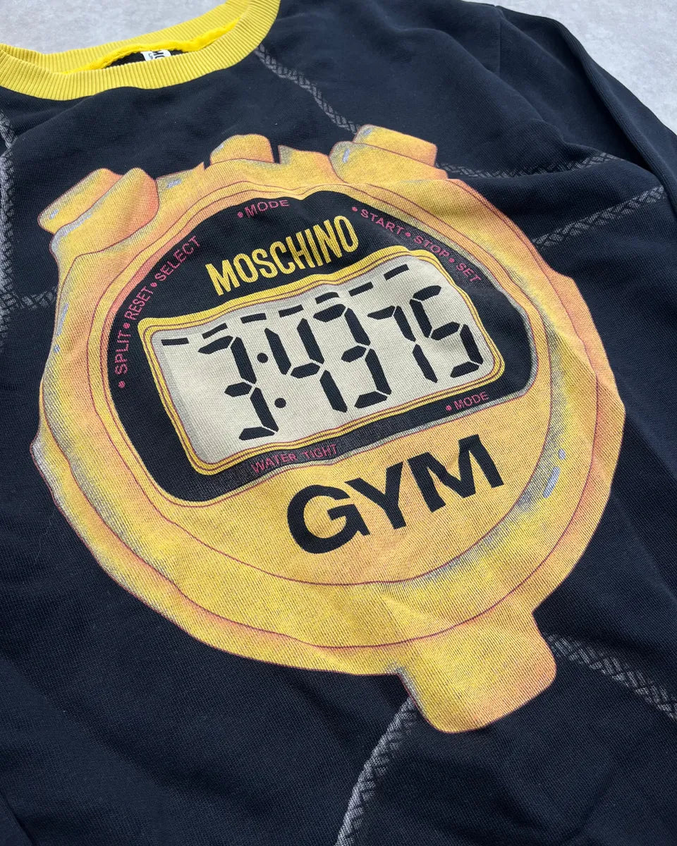 2000s Moschino Black & Yellow Timer Gym Sweater cHbkoIX 5