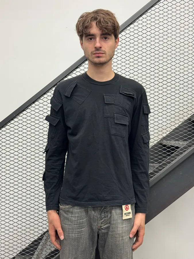 1990s Moschino Black Cargo Pocket Longsleeve CInbfWG 2