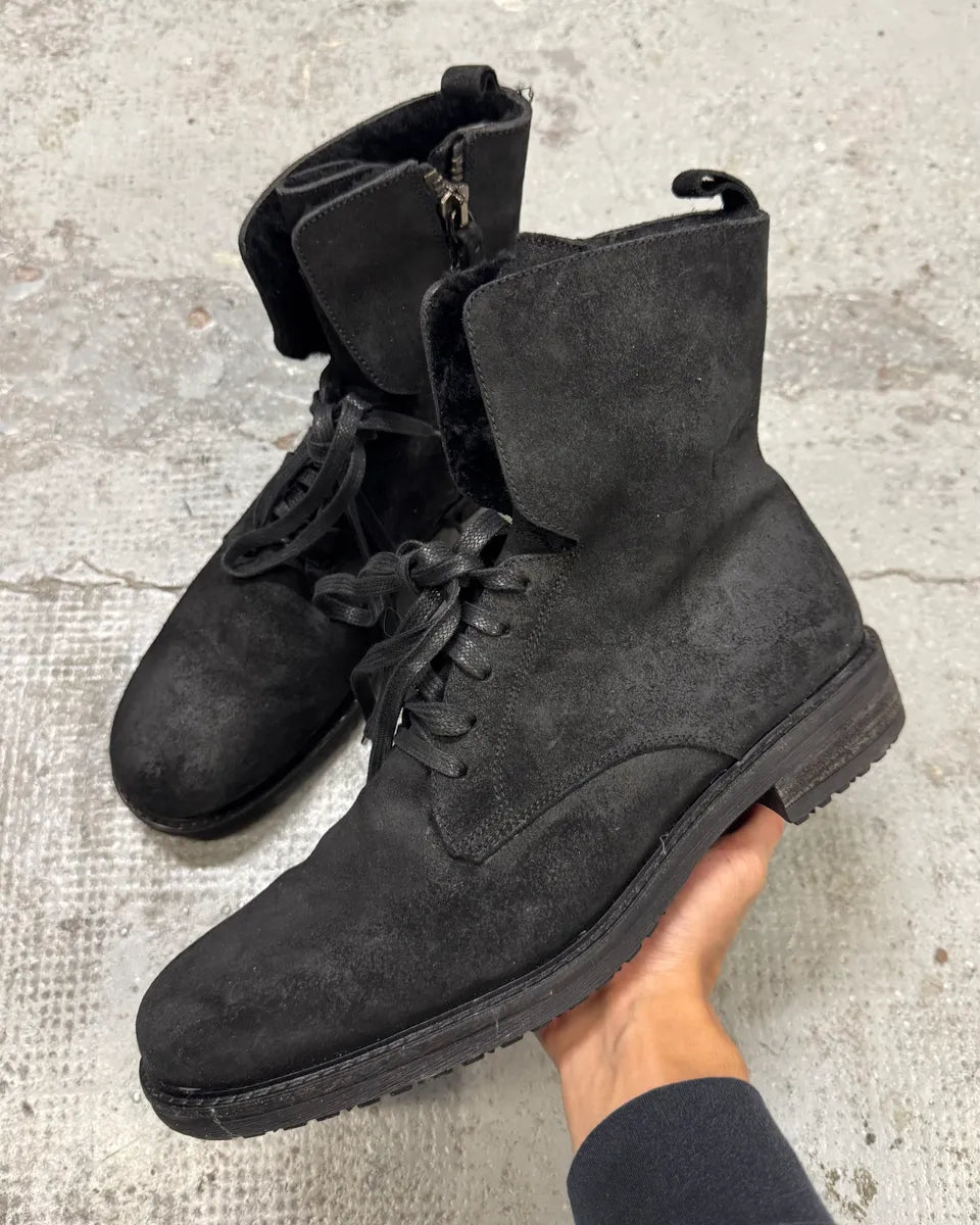 2000s Moschino Black Eroded Leather Boots uvuuEwC 0