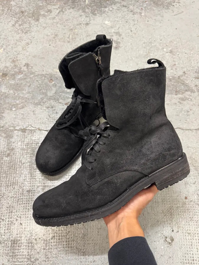 2000s Moschino Black Eroded Leather Boots uvuuEwC 1