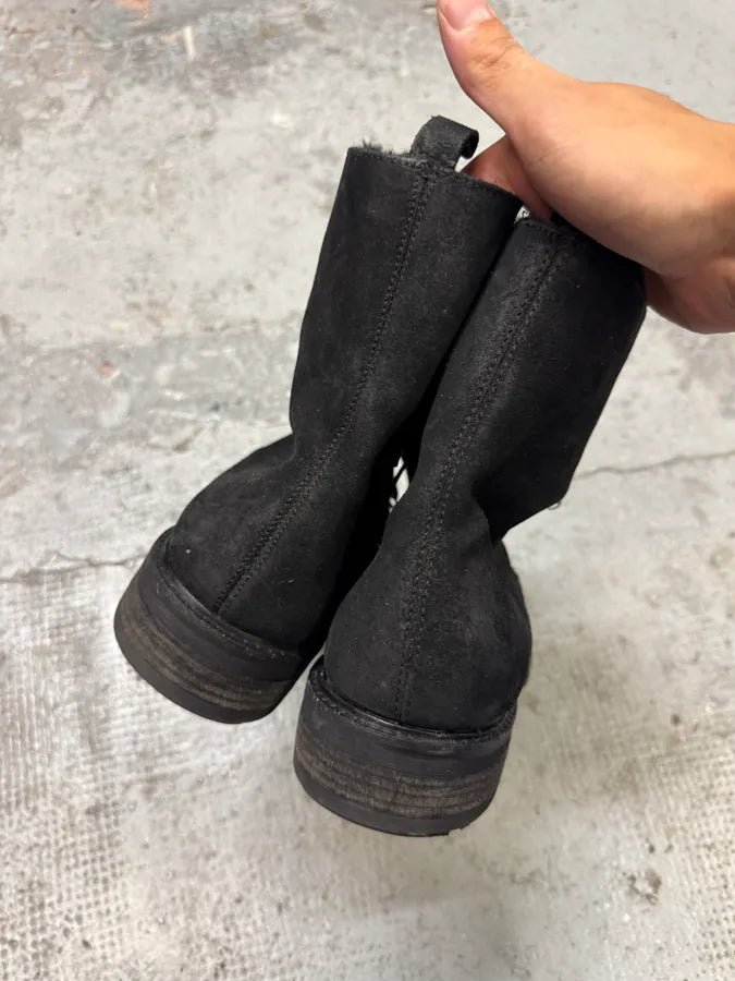 2000s Moschino Black Eroded Leather Boots uvuuEwC 2
