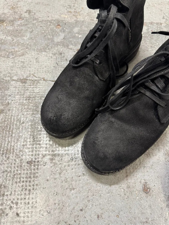 2000s Moschino Black Eroded Leather Boots uvuuEwC 3