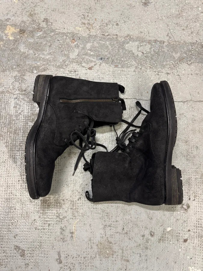 2000s Moschino Black Eroded Leather Boots uvuuEwC 4