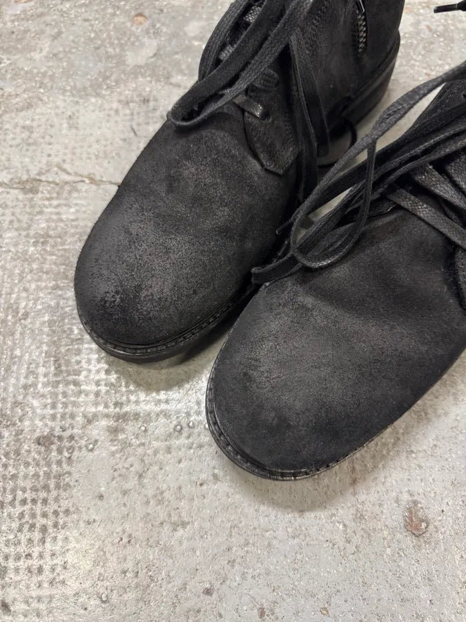 2000s Moschino Black Eroded Leather Boots uvuuEwC 5