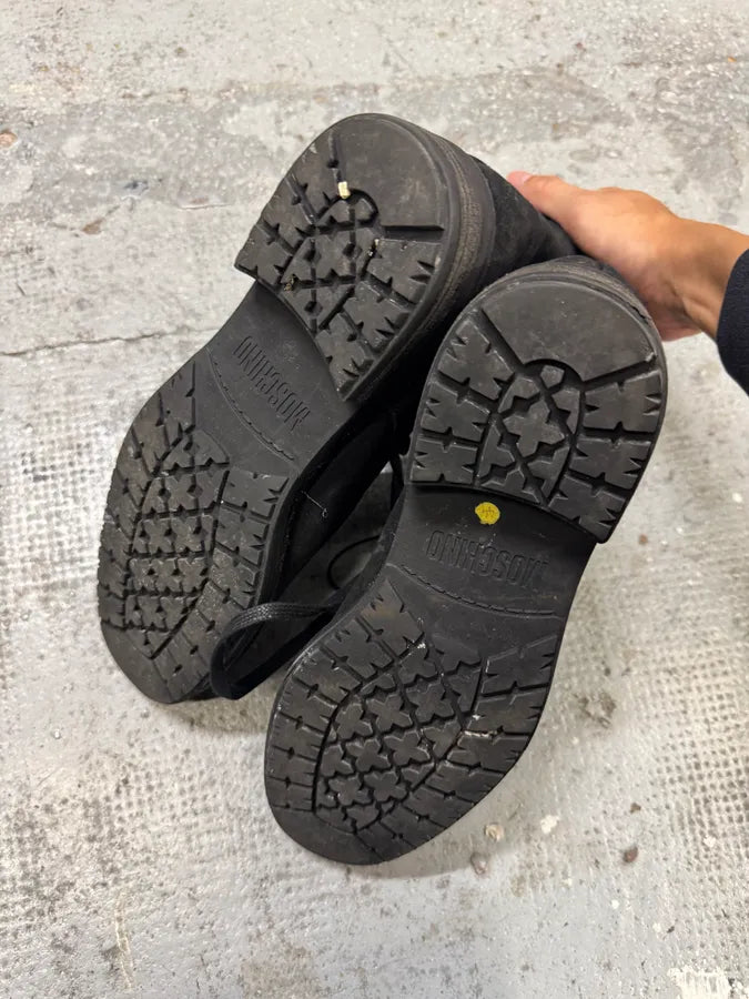 2000s Moschino Black Eroded Leather Boots uvuuEwC 6