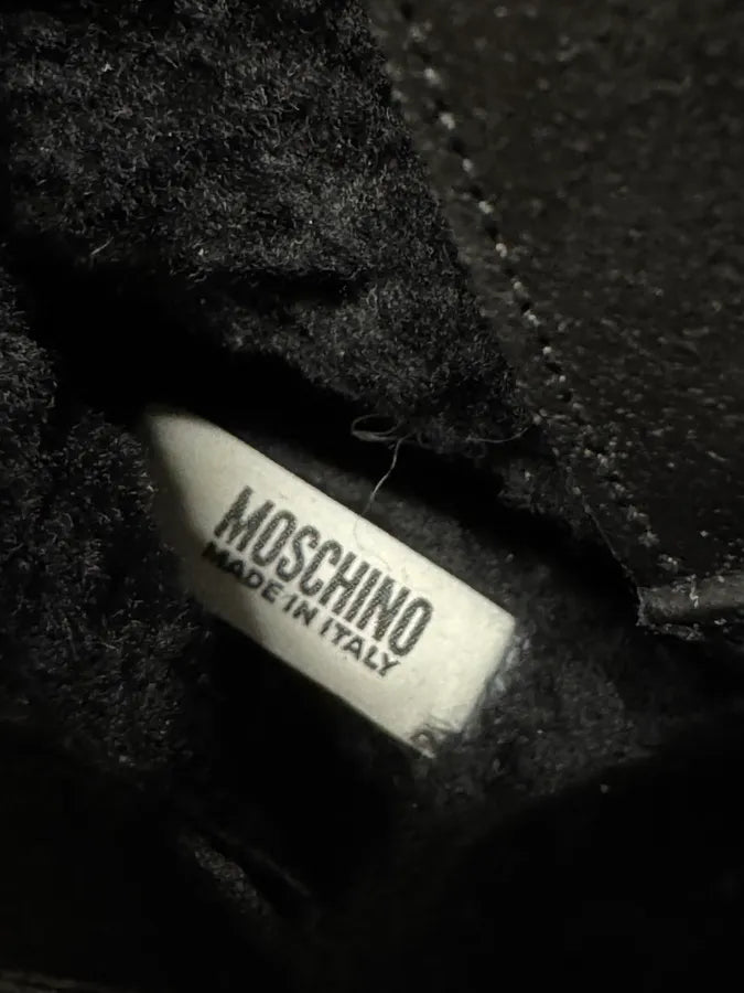 2000s Moschino Black Eroded Leather Boots uvuuEwC 7