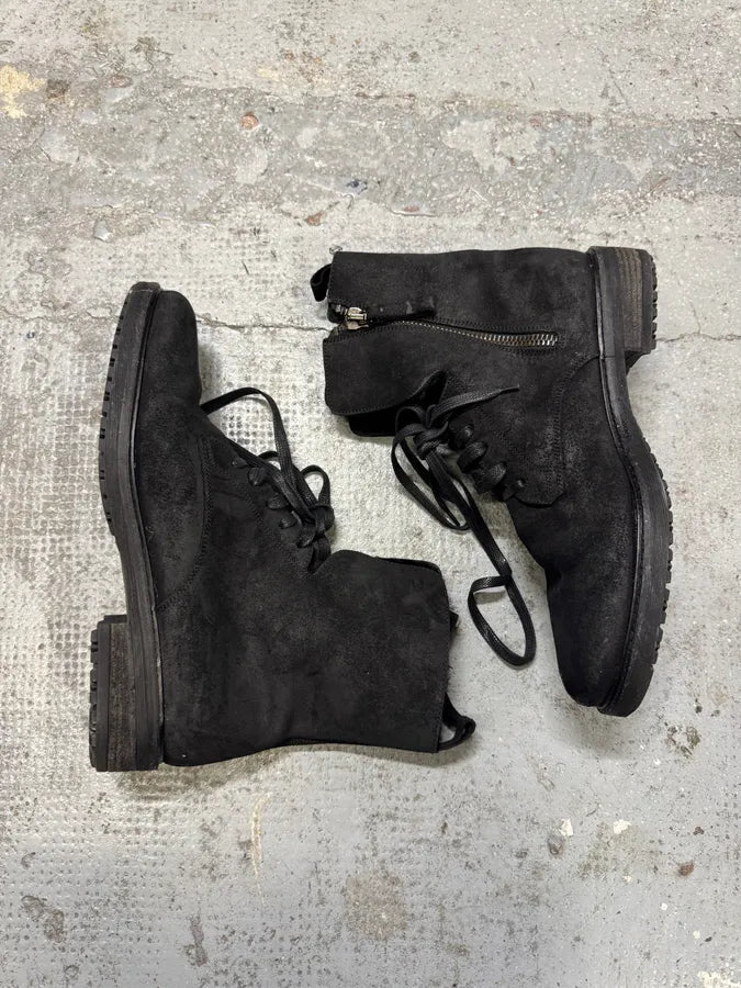 2000s Moschino Black Eroded Leather Boots uvuuEwC 9