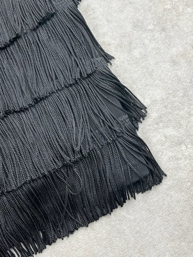 2000s Moschino Black Fringe Charleston Skirt DvsMGSo 12