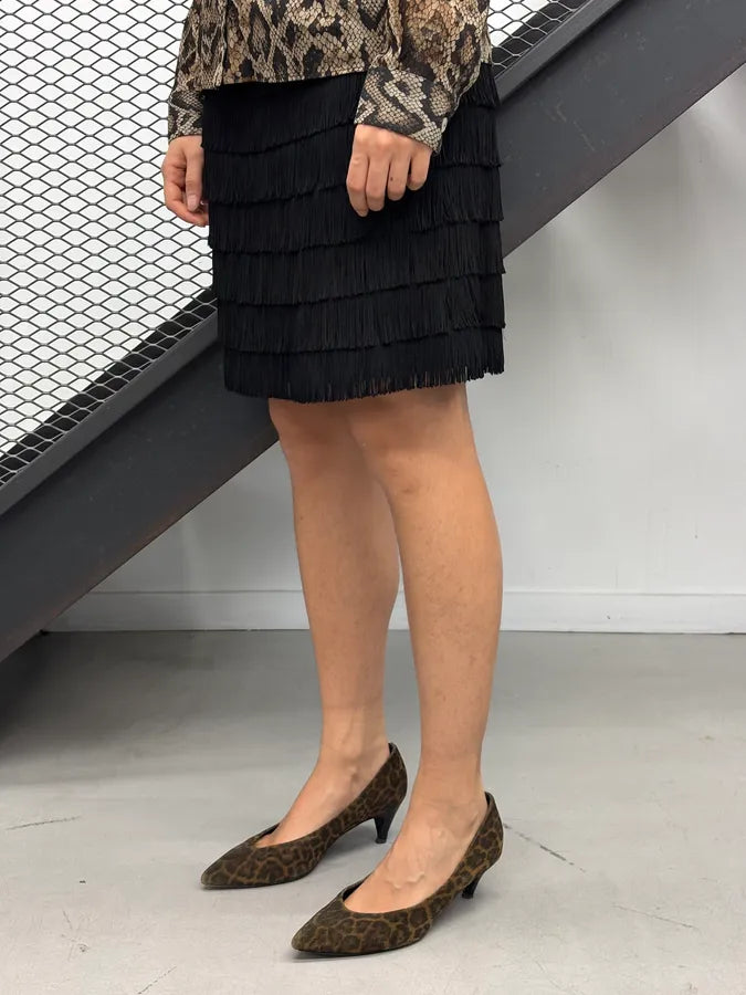 2000s Moschino Black Fringe Charleston Skirt DvsMGSo 1