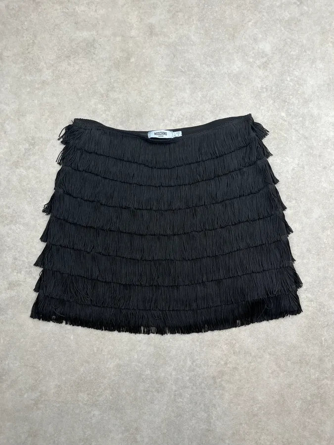 2000s Moschino Black Fringe Charleston Skirt DvsMGSo 3