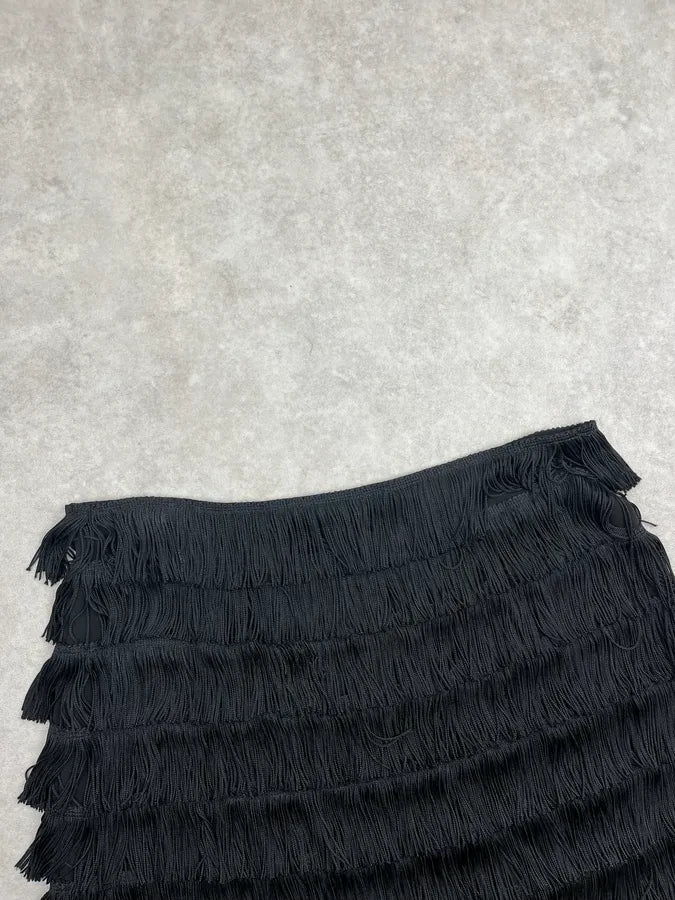 2000s Moschino Black Fringe Charleston Skirt DvsMGSo 9