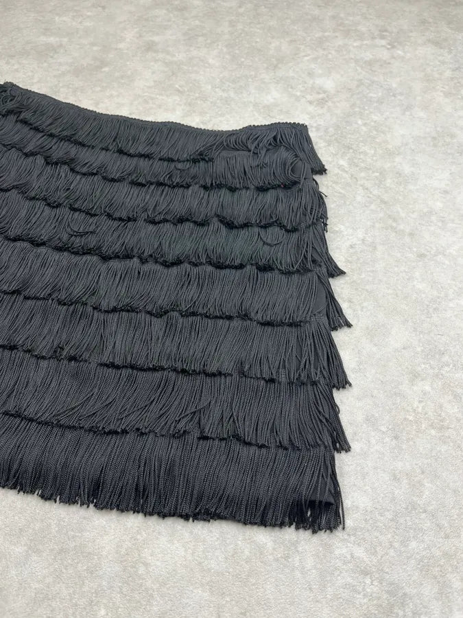 2000s Moschino Black Fringe Charleston Skirt DvsMGSo 10