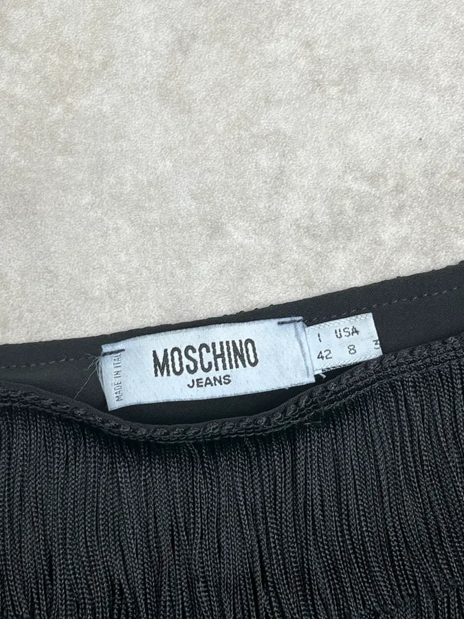 2000s Moschino Black Fringe Charleston Skirt DvsMGSo 11