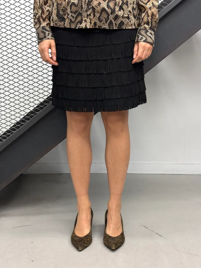 2000s Moschino Black Fringe Charleston Skirt DvsMGSo 0