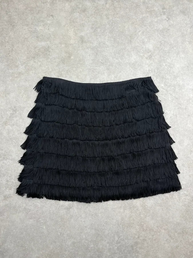 2000s Moschino Black Fringe Charleston Skirt DvsMGSo 8