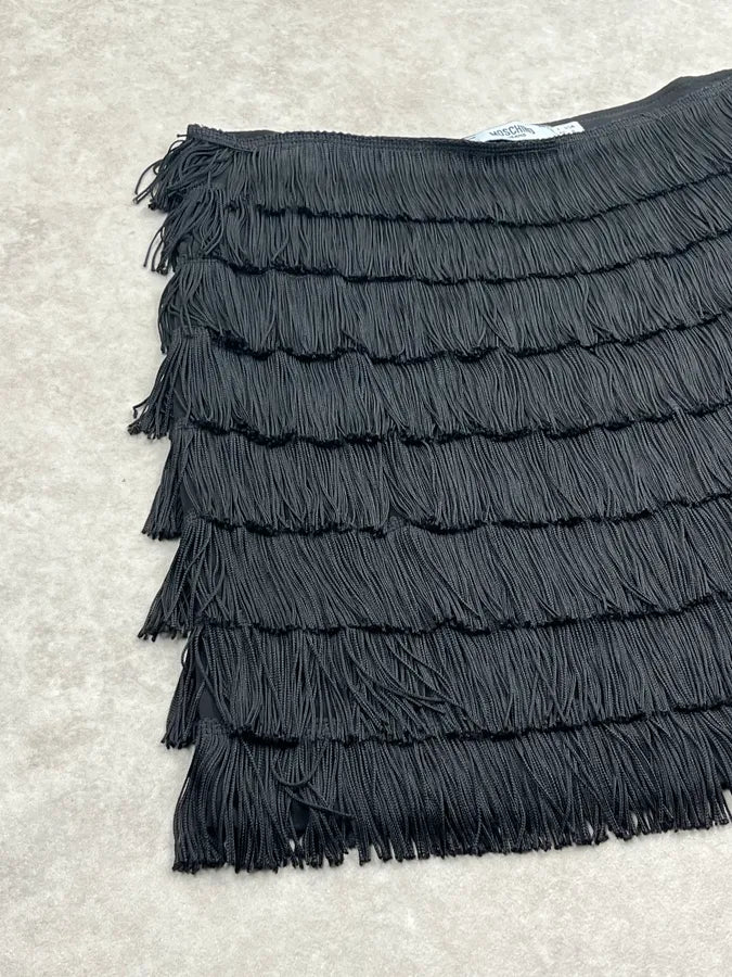 2000s Moschino Black Fringe Charleston Skirt DvsMGSo 7