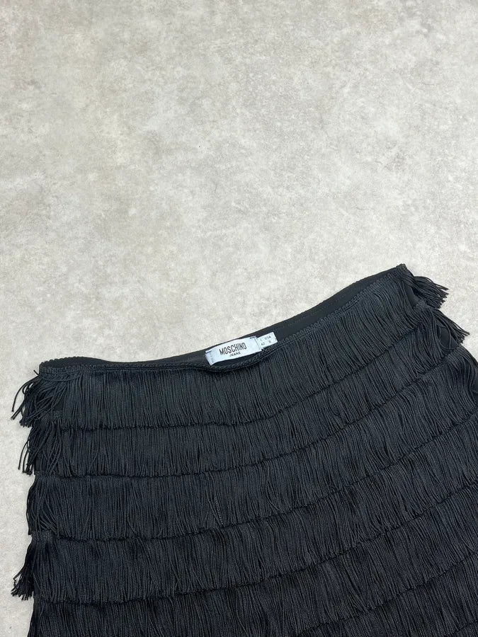 2000s Moschino Black Fringe Charleston Skirt DvsMGSo 4
