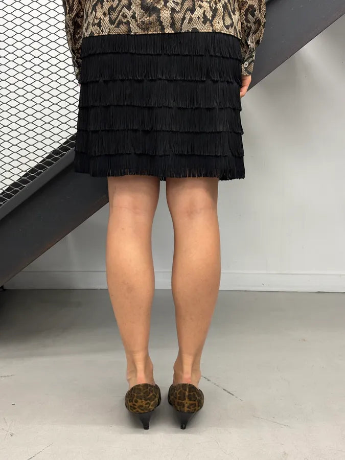 2000s Moschino Black Fringe Charleston Skirt DvsMGSo 2