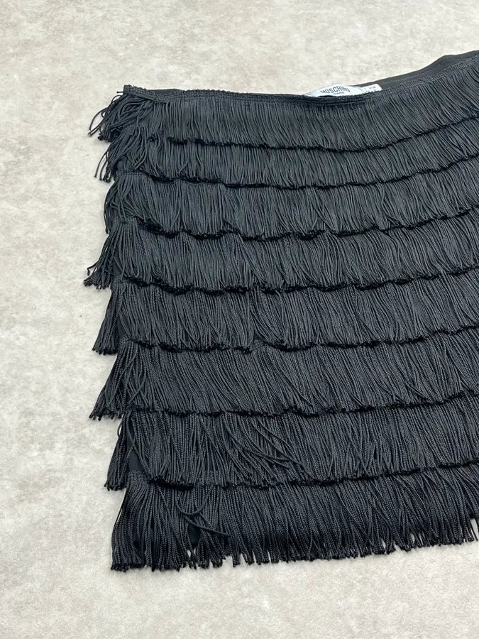 2000s Moschino Black Fringe Charleston Skirt DvsMGSo 6