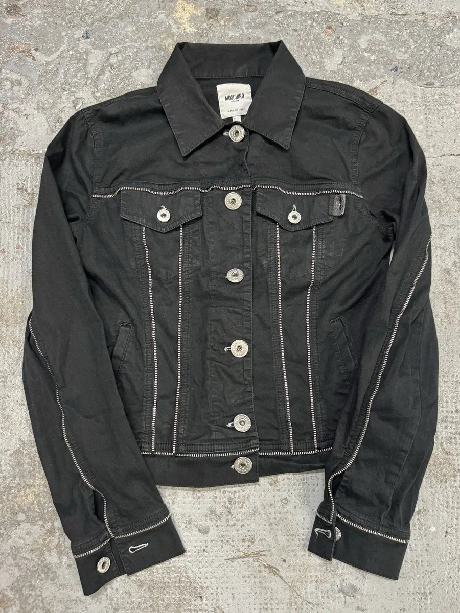 2000s Moschino Black Full Zips Avant-Garde Jacket (S) VHWLQEu 0