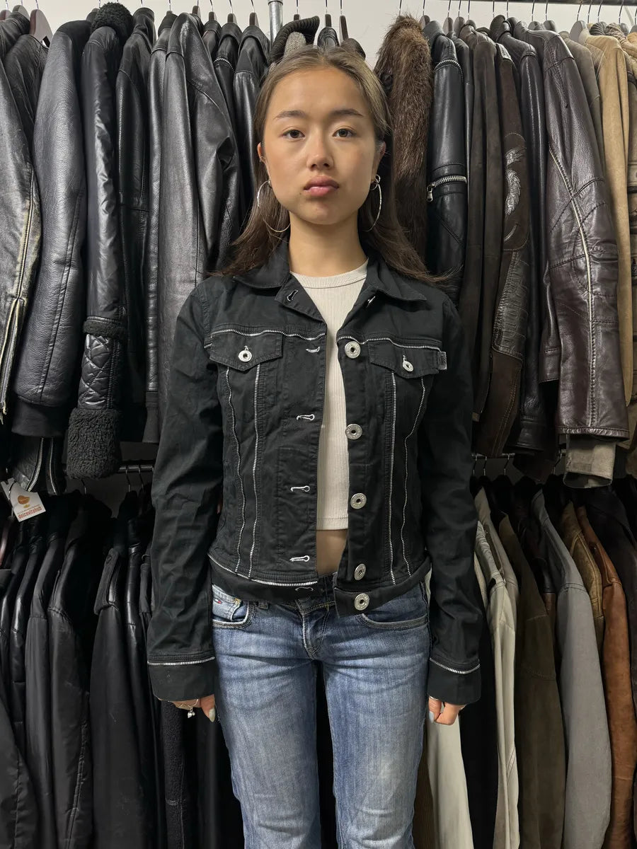 2000s Moschino Black Full Zips Avant-Garde Jacket (S) VHWLQEu 2