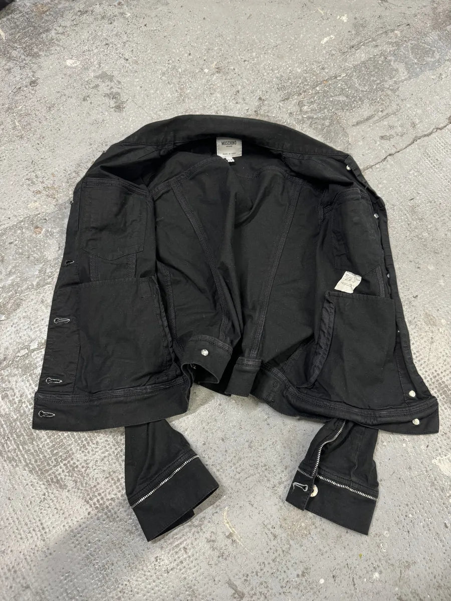 2000s Moschino Black Full Zips Avant-Garde Jacket (S) VHWLQEu 6