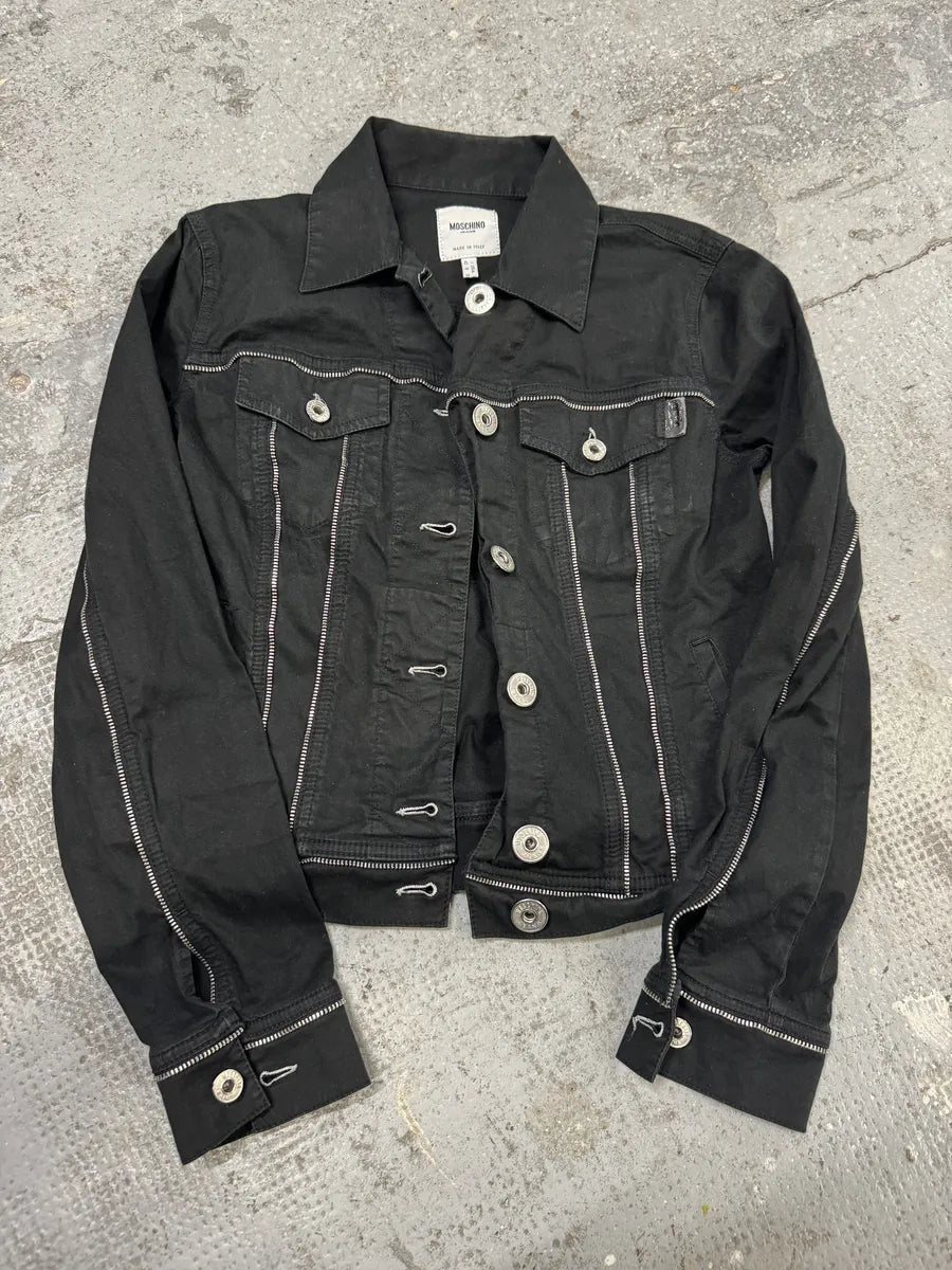 2000s Moschino Black Full Zips Avant-Garde Jacket (S) VHWLQEu 7