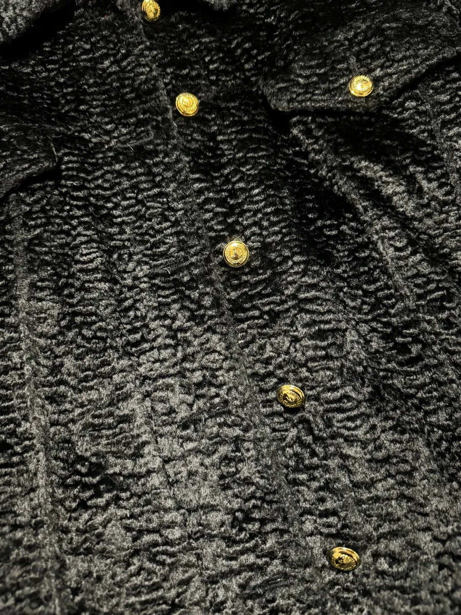 2000s Moschino Black Fur Effect Buttoned Cozy Jacket (S/M) 11