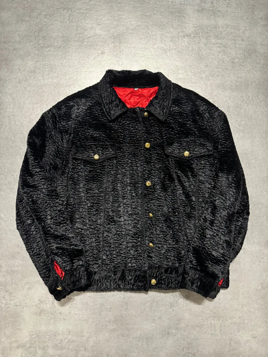 2000s Moschino Black Fur Effect Buttoned Cozy Jacket (S/M) 12