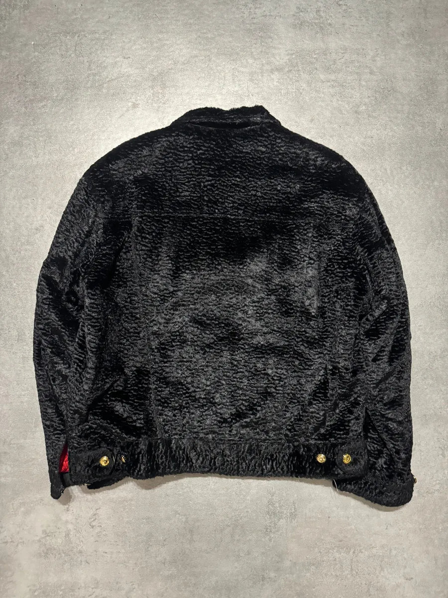 2000s Moschino Black Fur Effect Buttoned Cozy Jacket (S/M) 3