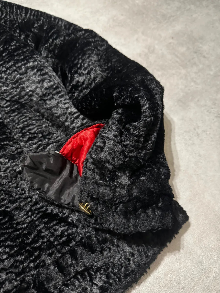 2000s Moschino Black Fur Effect Buttoned Cozy Jacket (S/M) 8