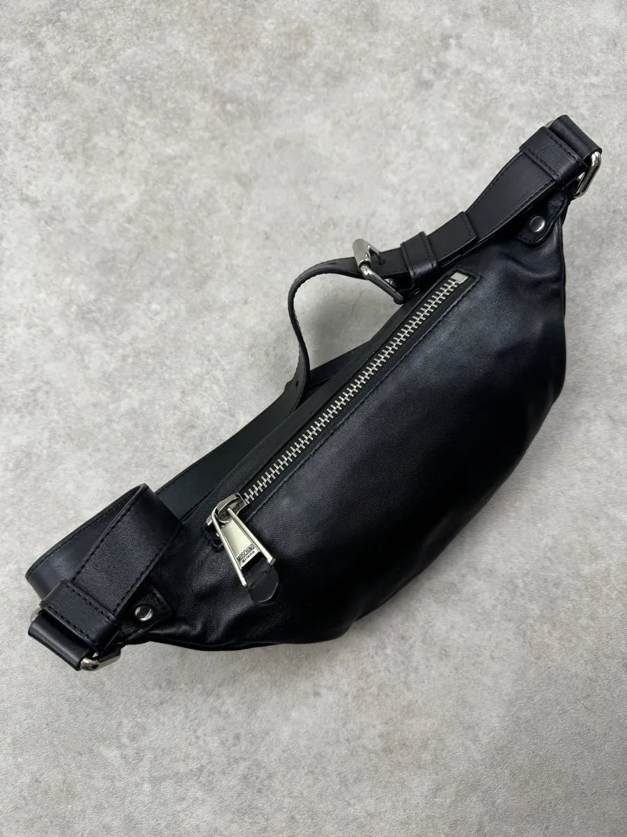 2000s Moschino Black Laced Eyelet Leather Bag hPdqtOF 8
