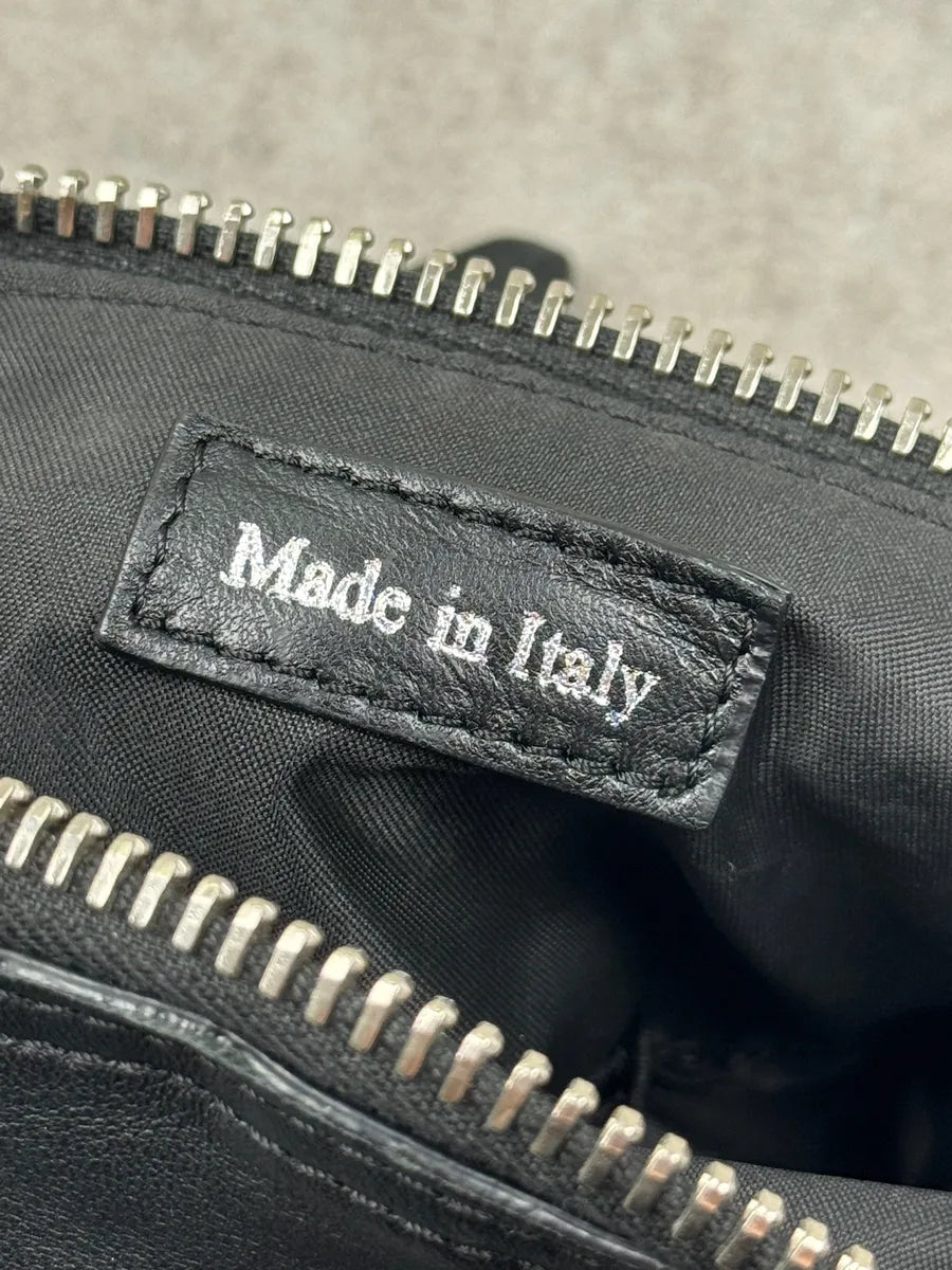 2000s Moschino Black Laced Eyelet Leather Bag hPdqtOF 12