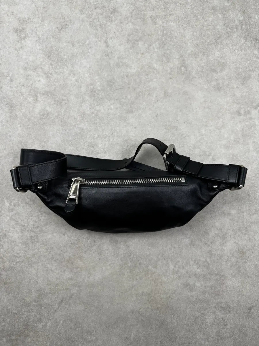 2000s Moschino Black Laced Eyelet Leather Bag hPdqtOF 6
