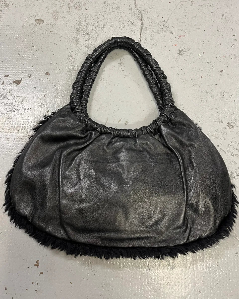 2000s Moschino Black Leather Studded Shoulder Bag wmxVplY 6