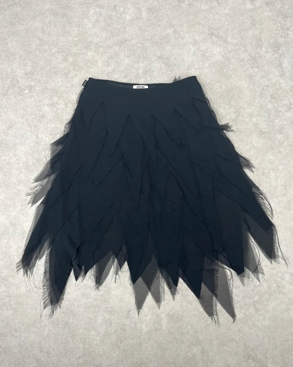 2000s Moschino Black Leaves Skirt TBARqzm 0