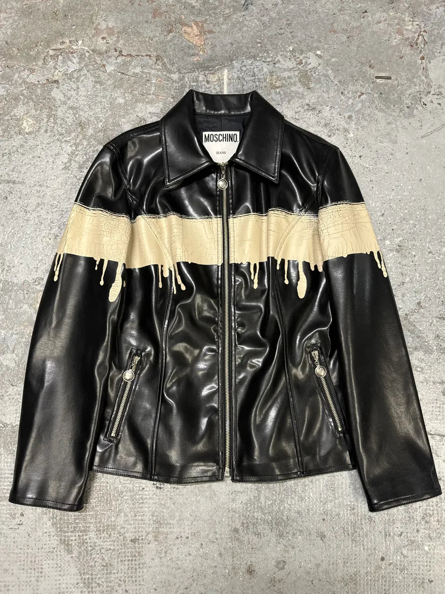 2000s Moschino Black Painted Effect Light Jacket (M/L) sjLnxGc 0