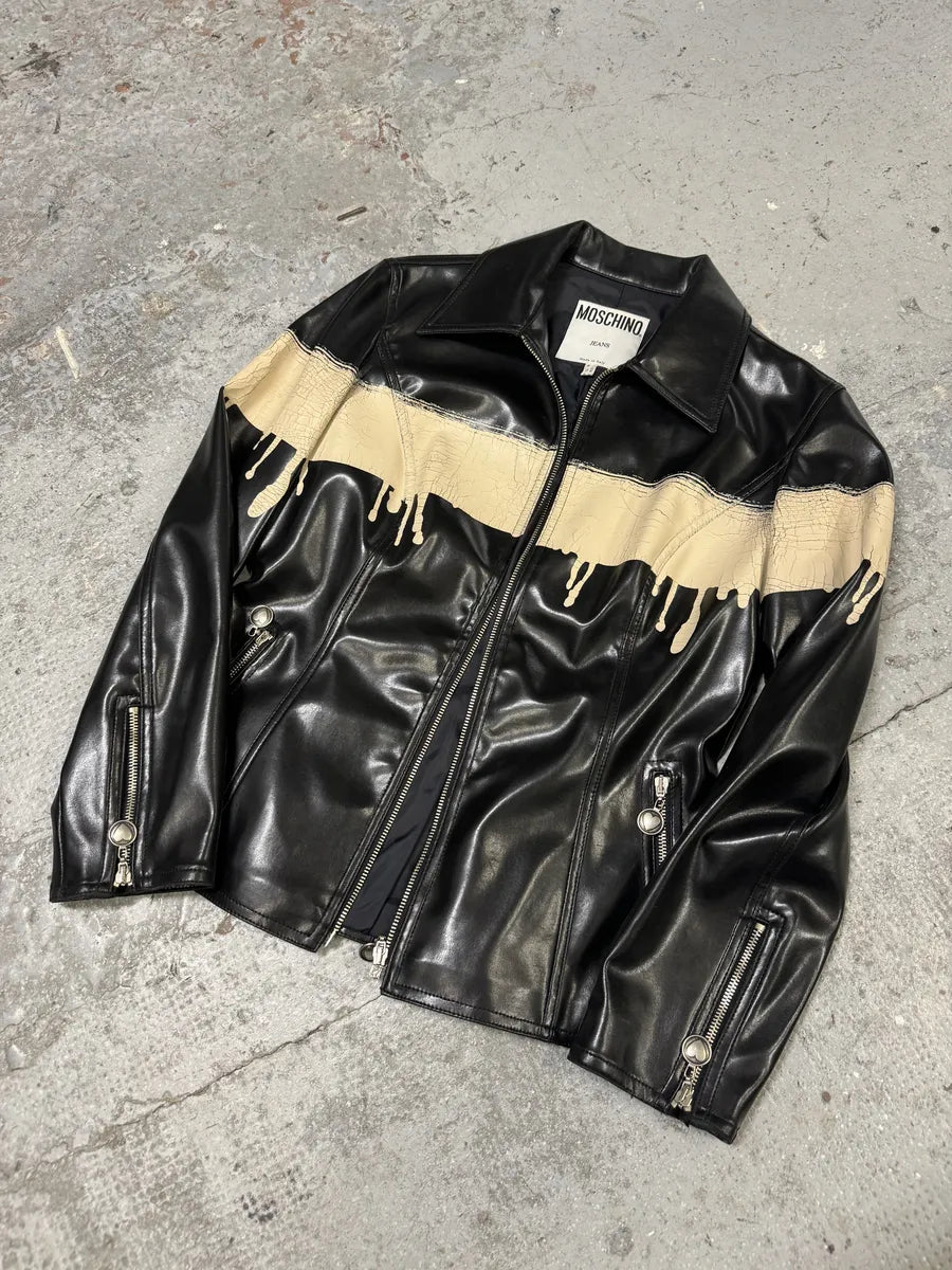2000s Moschino Black Painted Effect Light Jacket (M/L) sjLnxGc 10