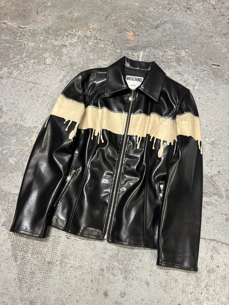 2000s Moschino Black Painted Effect Light Jacket (M/L) sjLnxGc 2